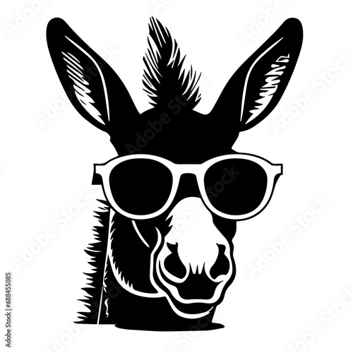 Mule In Sunglasses Logo Monochrome Design Style