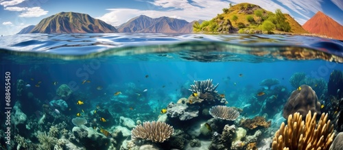 Komodo National Park in Indonesia has rich marine biodiversity with a wide variety of corals, attracting many divers and snorkelers.