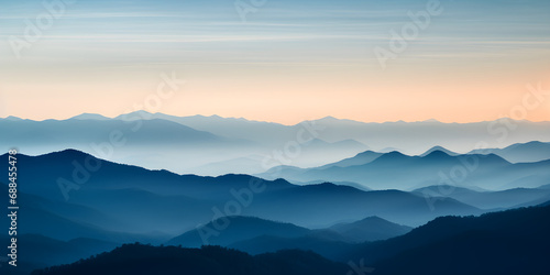 Mountain range in the morning Have beautiful light   Beautiful landscape of mountains in foggy morning. Beauty in nature 