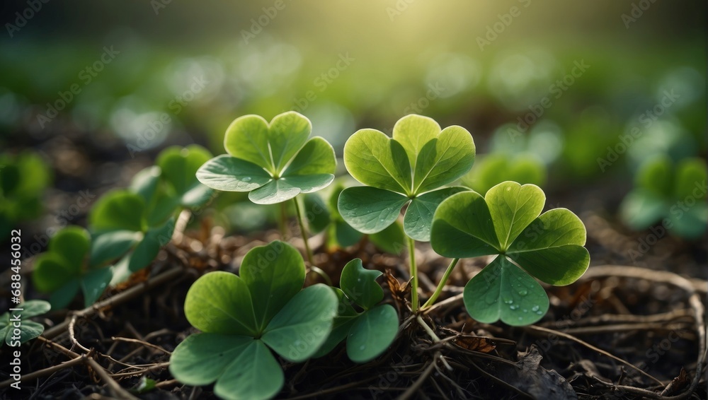 Leaves of clover in the ground. AI generated Leaves of clover in the ground. AI generated