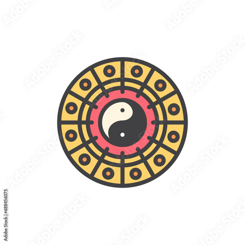 Chinese zodiac wheel filled outline icon