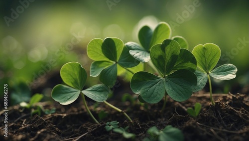 Leaves of clover in the ground. AI generated