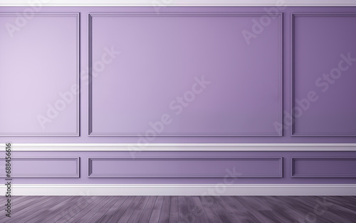 Lavender wall mock up with copy space in classic style with grey parquet