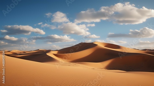 Desert sand dunes at sunset. 3d render illustration.
