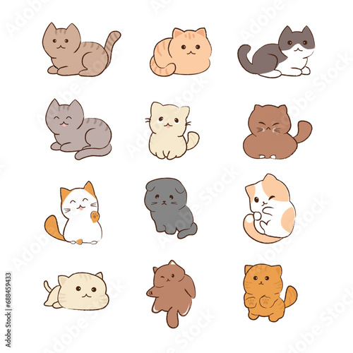 Cute Little Cat Illustration Design Set