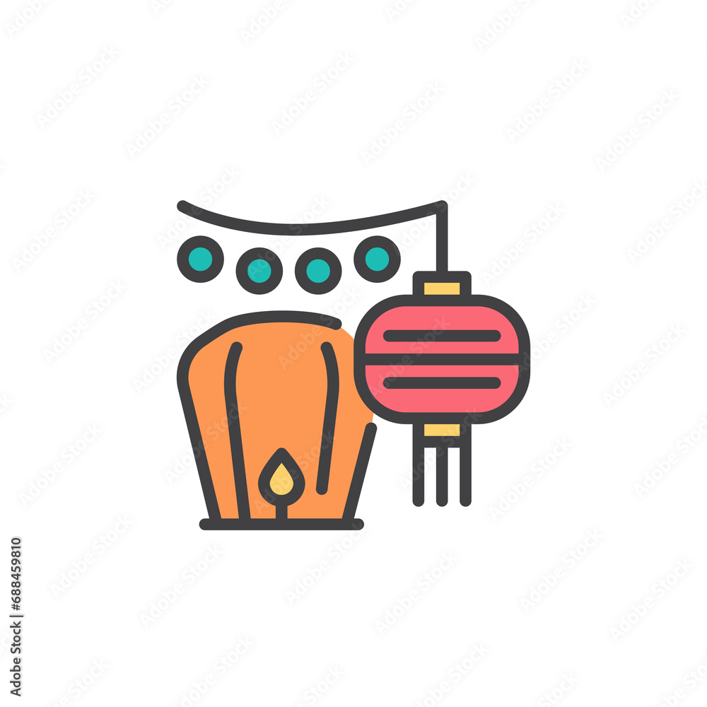 Chinese festival lantern filled outline icon
