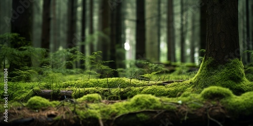 beautiful close-up photo of mossy forest floor photo