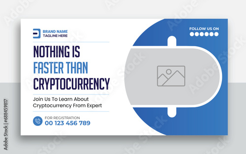 Cryptocurrency youtube thumbnail and web banner template design