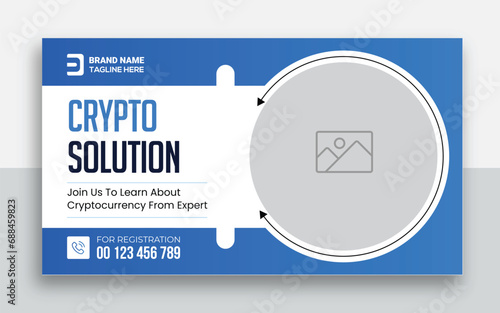 Cryptocurrency youtube thumbnail and web banner template design