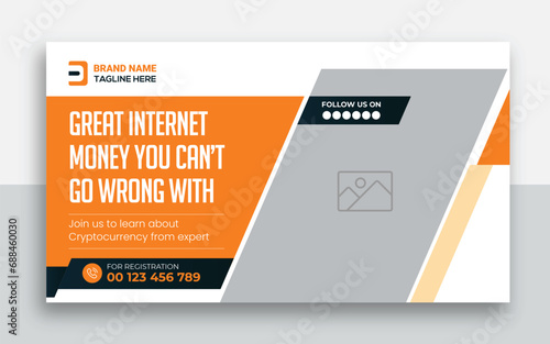 Cryptocurrency youtube thumbnail and web banner template design
