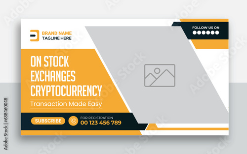 Cryptocurrency youtube thumbnail and web banner template design