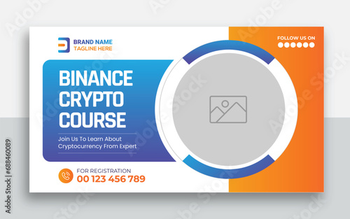 Cryptocurrency youtube thumbnail and web banner template design