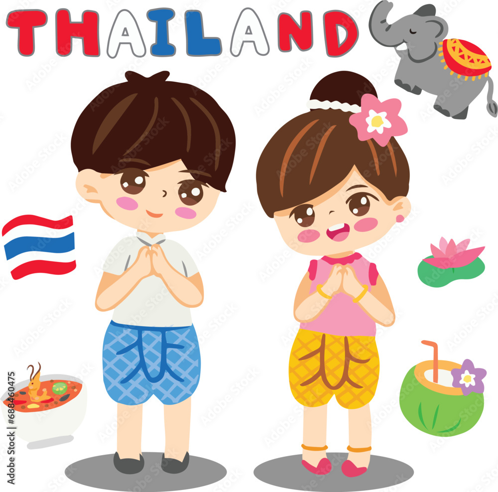 Thailand children dress Thai culture in Southeast Asia element Thailand children dress Thai culture in Southeast Asia element