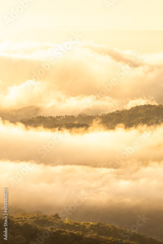 The scenery of mountains in the morning fog. © Tanes