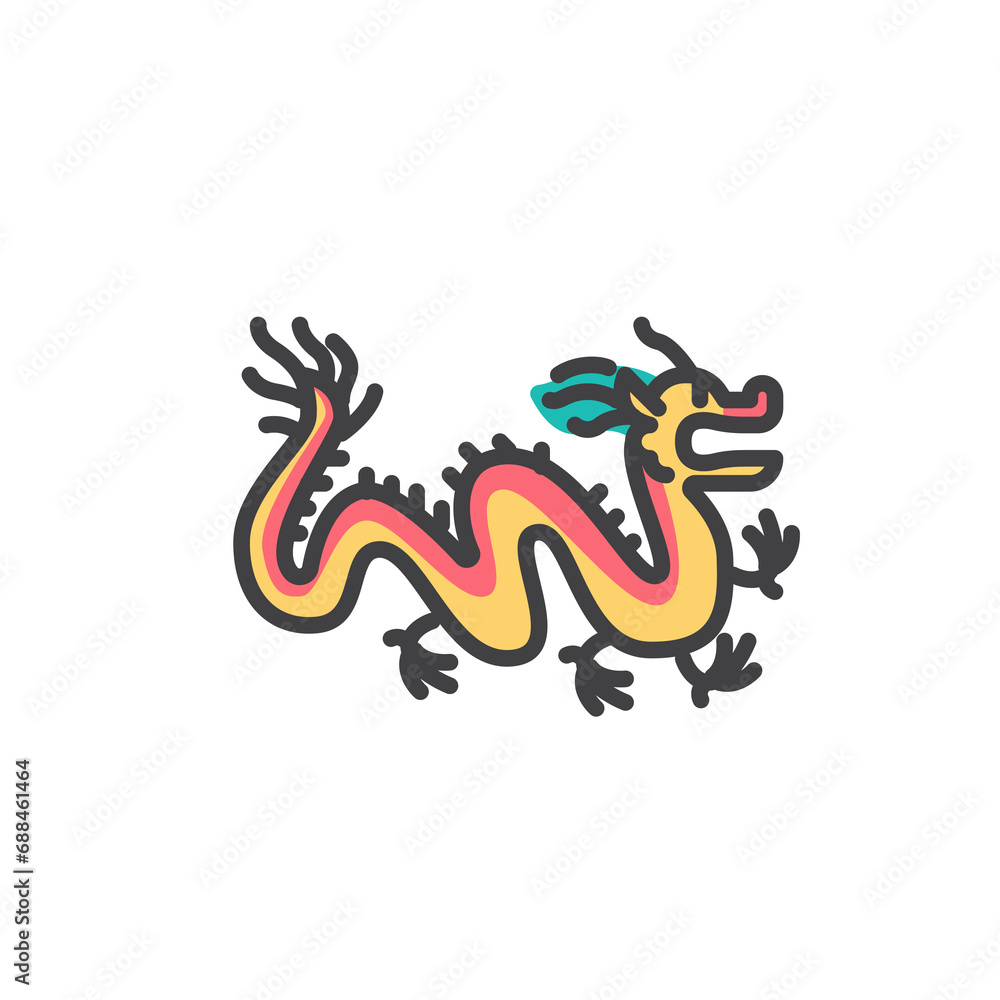 Chinese dragon dance filled outline icon