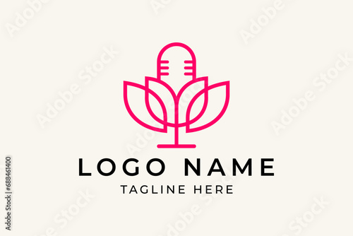 Flower podcast logo vector design