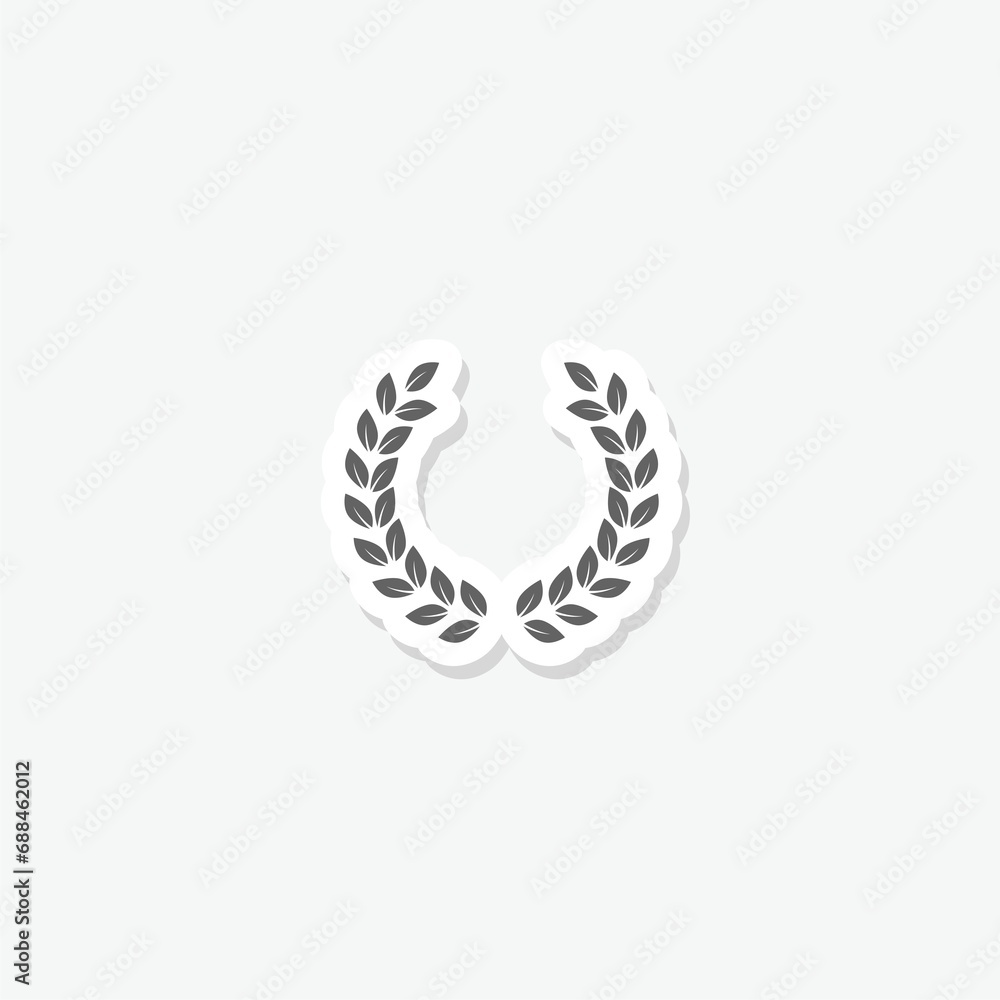 Laurel icon sign sticker isolated on gray background Laurel icon sign sticker isolated on gray background
