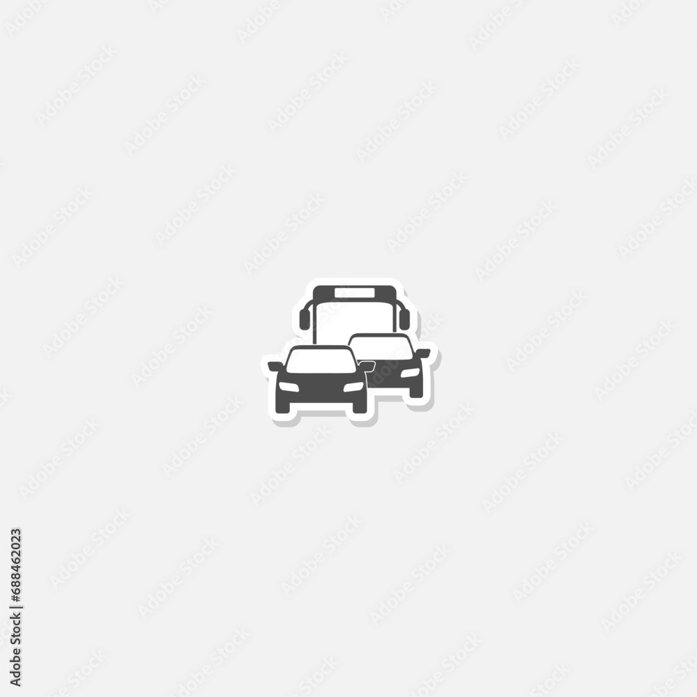 Road traffic car jam icon sticker isolated on gray background