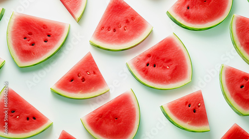
 of sliced watermelon on a white background