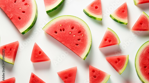 juicy watermelon slices on a white background 