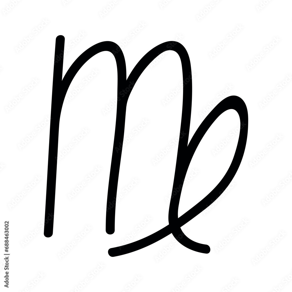 Hand drawn virgo zodiac sign Esoteric symbol doodle Astrology clipart Element for design Hand drawn virgo zodiac sign Esoteric symbol doodle Astrology clipart Element for design