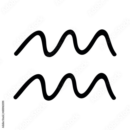 Hand drawn aquarius zodiac sign Esoteric symbol doodle Astrology clipart Element for design