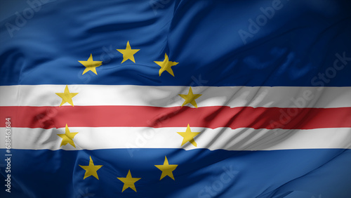 Wallpaper Mural Close-up view of Cape Verde Islands national flag fluttering in the wind. Torontodigital.ca