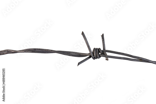 Barbed wire, prickly spike, transparent background. Design element.