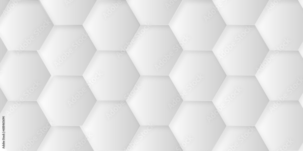 Naklejka premium Abstract white background with hexagons. Abstract hexagon polygonal pattern background vector. seamless bright white abstract honeycomb background.