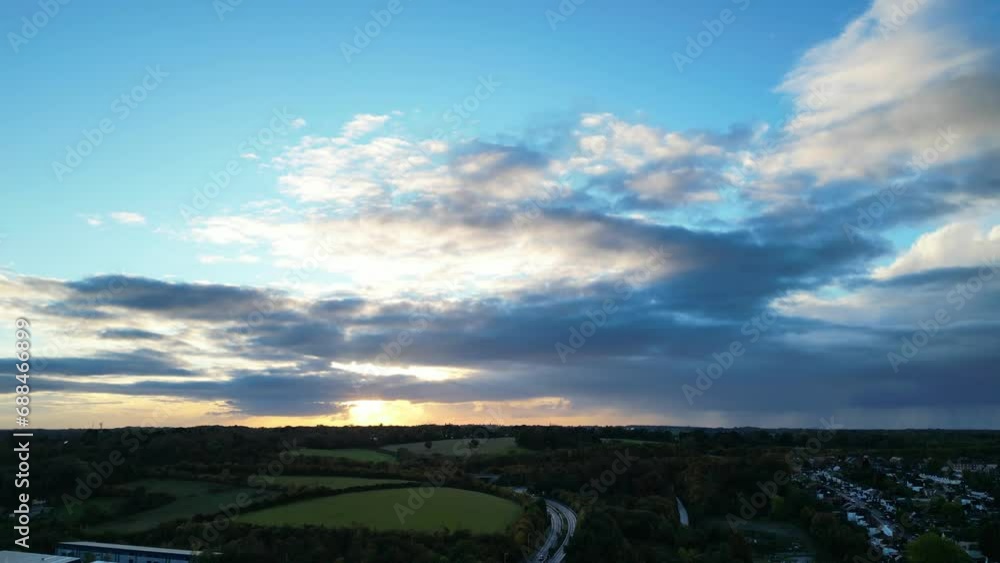 Aerial View of Illuminated Central Hemel Hempstead City of England UK. Footage Was Captured at Just After Sunset From Altitude of Drone's Camera Aerial View of Illuminated Central Hemel Hempstead City of England UK. Footage Was Captured at Just After Sunset From Altitude of Drone's Camera