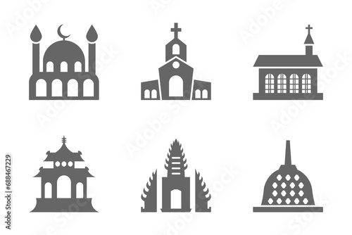 vector collection of places of worship from various religions photo