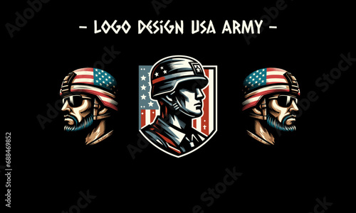 logo design of head usa army vector flat design