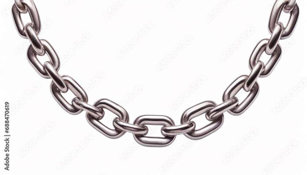Fototapeta premium 3d render of silver chrome chain on white background