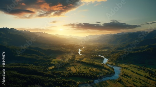 An Aerial View Of The Beautiful Rainforest within River © Imamul