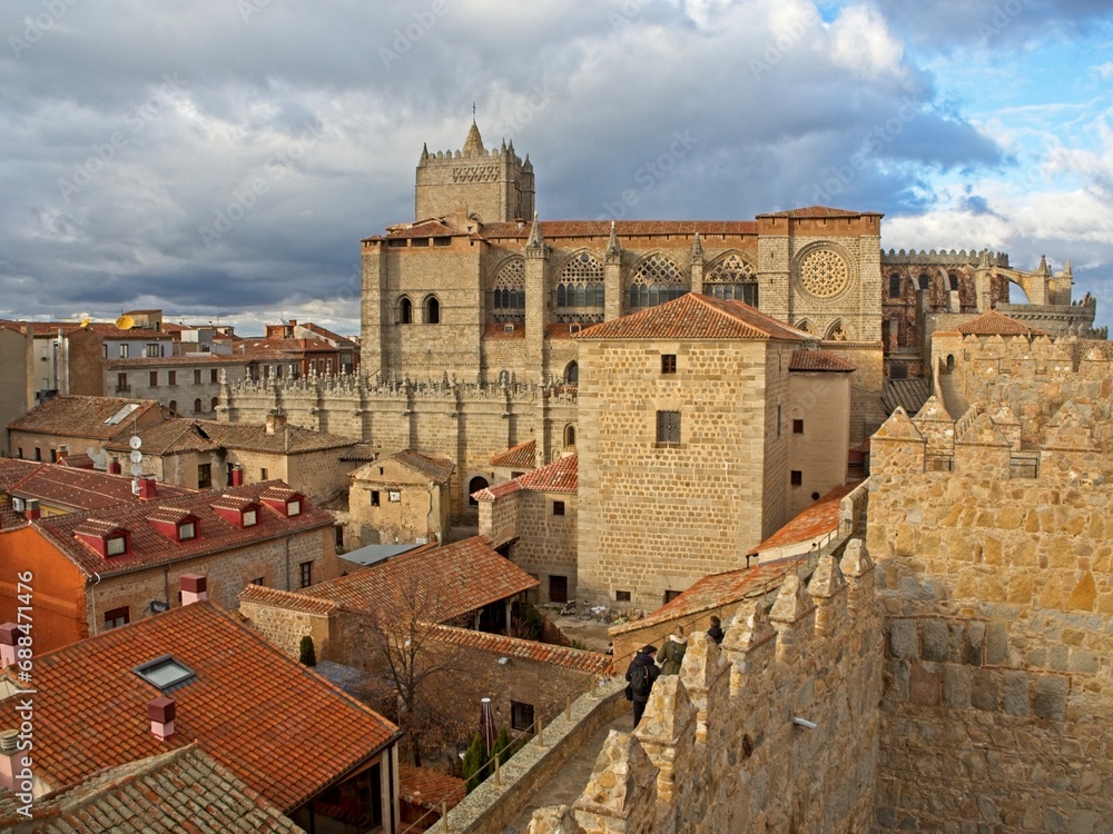 To the north of Madrid sits the rustic city of Ávila. Medieval walls surround the preserved 16th-century town.