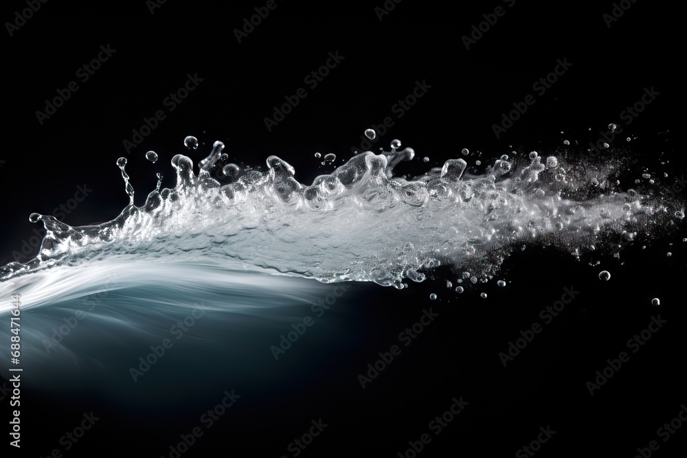 background black jet water pressure high spray isolated rain shower wet liquid splash drop stream white sprinkler motion laundered abstract fountain