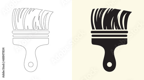 icon set for a paintbrush. Various illustrations in vector format with paintbrushes drawing tool with paintbrushes. holding a variety of paintbrushes, from little to large. simple, flat design.