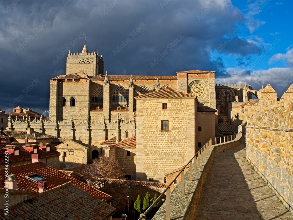 To the north of Madrid sits the rustic city of Ávila. Medieval walls surround the preserved 16th-century town. To the north of Madrid sits the rustic city of Ávila. Medieval walls surround the preserved 16th-century town.