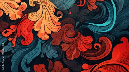Vintage style background: unique colored lines with smooth curves.