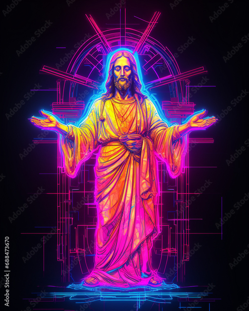 jesus on the cross neon colors jesus on the cross neon colors