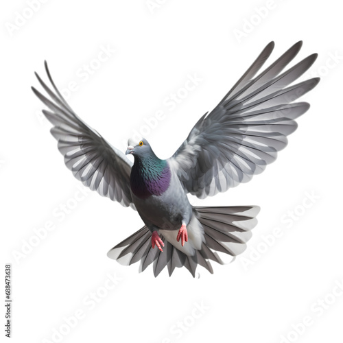 Flying pigeon isolated on transparent background