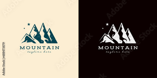Mountain logo abstract vector design. Logotype template for extreme sport, climbers, nature adventures, explorers