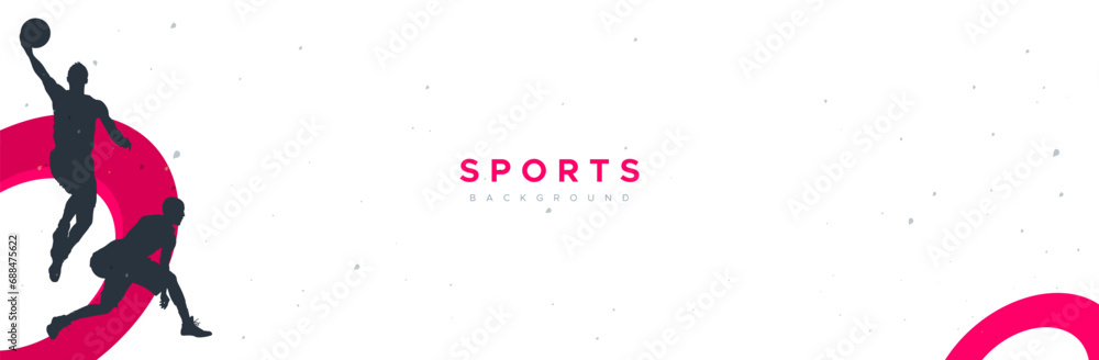 Sports background design has a sports celebration concept featuring silhouettes of basketball players or people playing basketball and abstract ornaments. National sports celebration
