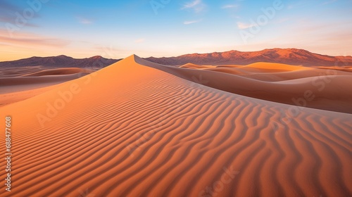 Sunset in the desert sand dunes