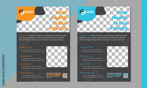 Medical  Flyer Design Template , Two Color, Vector Template,