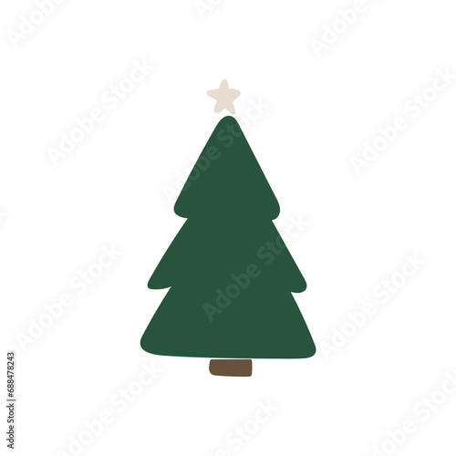 set of fir trees with decorations winter