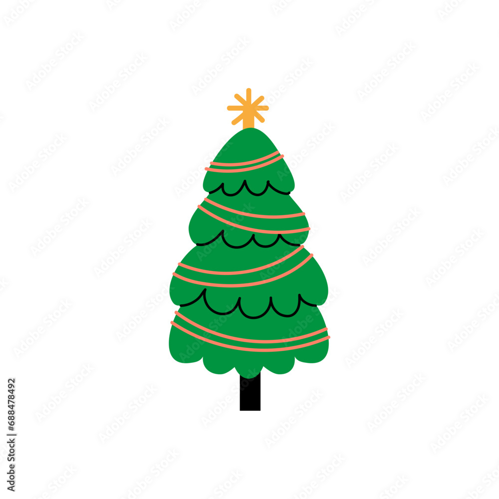 set of fir trees with decorations winter set of fir trees with decorations winter