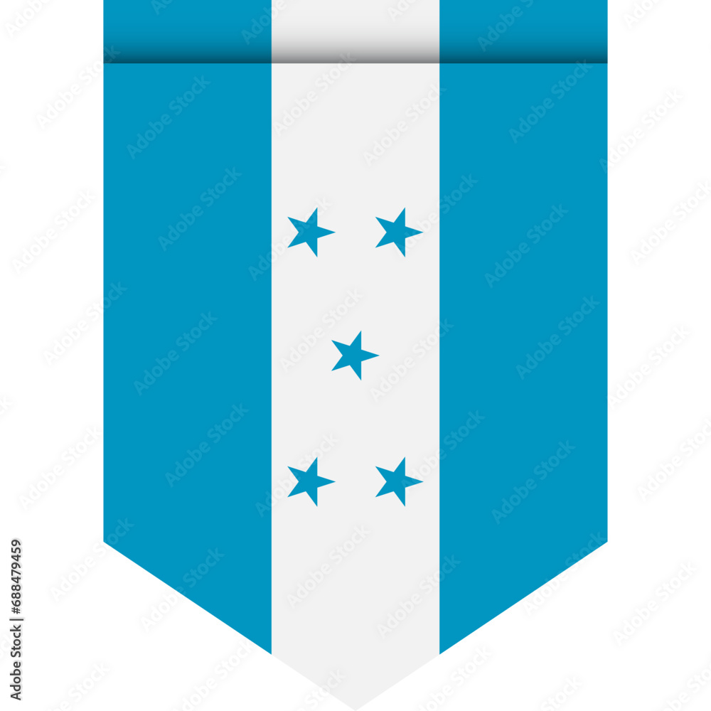 Honduras flag or pennant isolated on white background. Pennant flag icon. Honduras flag or pennant isolated on white background. Pennant flag icon.