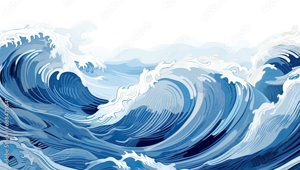 Abstract blue wavy ocean watercolor background. Abstract blue wavy ocean watercolor background.