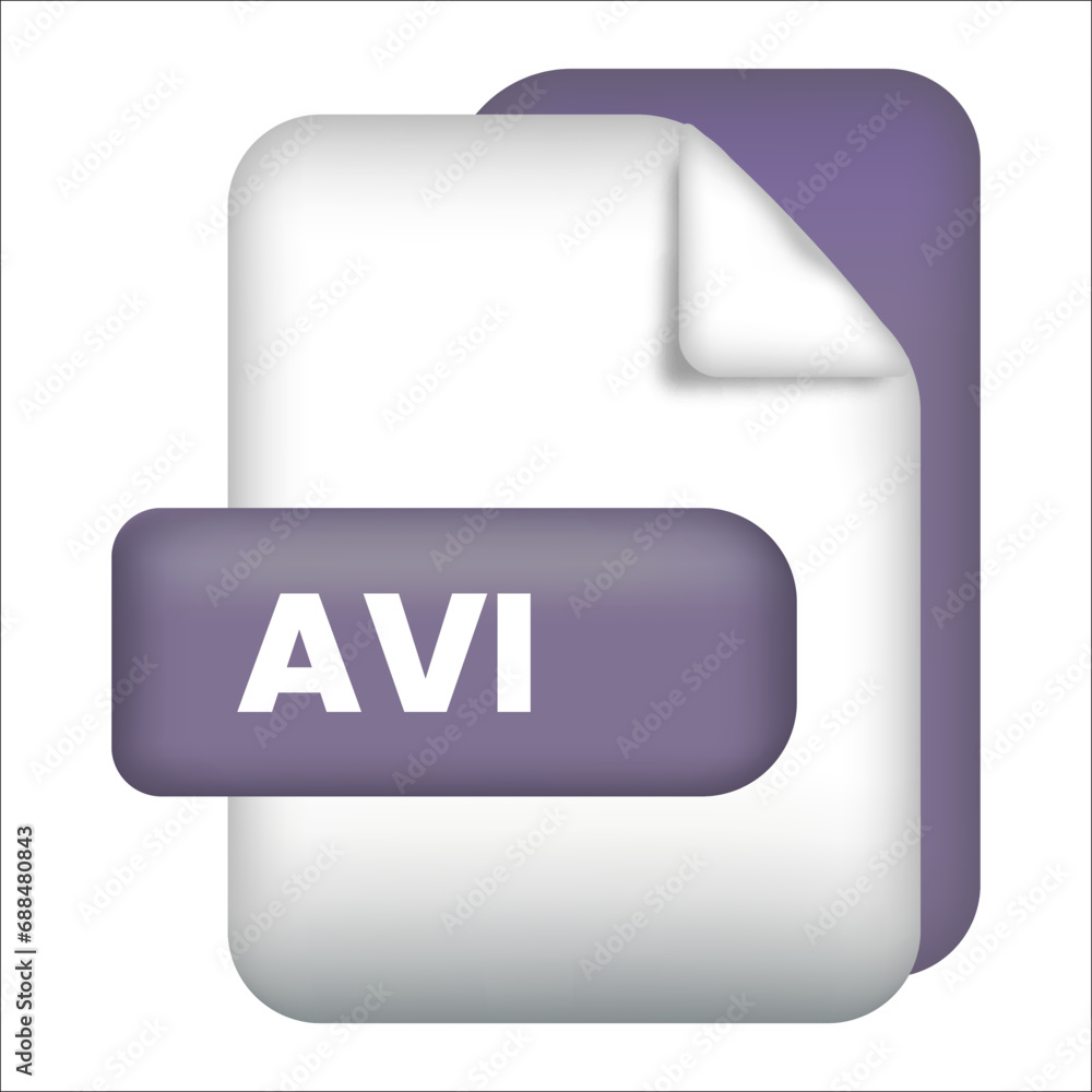 Avi file format icon. Isometric illustration of avi file vector. AVI file format of 3D illustration. Files format and document concept Avi file format icon. Isometric illustration of avi file vector. AVI file format of 3D illustration. Files format and document concept